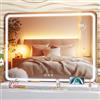 Hasipu Specchio cosmetico con luci, 58 x 48 cm, specchio per il trucco a LED, specchio da trucco illuminato con controllo touch screen, 3 modalità dimmerabili, rotondo, bianco