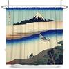 SDOTPMT 140x183cm Giapponese Ukiyo-e anime Tema Tenda da doccia Monte Fuji Kanagawa Oceano Scenario Isola Tenda da bagno Oriente Tradizionale Etnico Tenda da vasca per Bagno Poliestere con ganci