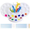 XRVRILE Tavolozza miscelazione set 8 pezzi con pennelli - Tavolozza colori in plastica per miscelare acrilico, acquerello e olio, materiale artistico per scuola, bambini, fai da te e attività creative