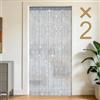 OFFCUP 100 X 200 CM Stringa Tende, 2 Argento Grigio Brillantini Frangia Pannello, Fly Schermo, Divisorio Nappa Tendine per Porte, Porta Ingresso, Windows, Casa Decorazione, Festività Decorazione