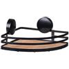 WENKO Superficie d'appoggio angolare Static-Loc® Plus Alba per stanza da bagno, in acciaio verniciato e bambù sostenibile, fissaggio senza perforazione, 27,3 x 21 x 10,8 cm, nero/al naturale