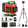 VeftBltrem Livella Laser Cantiere 4D 16 Linee Laser Verde 4x360°, Livella Laser Autolivellante 360, Doppia Batteria 6000mAh, IP54, Telecomando Wireless e Treppiede 1m