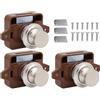 Abiyou 3PCS Chiusura a Pulsante, Serratura a Pulsante per Porta, Serratura Senza Chiave, Pulsante per Serratura Armadio, Serratura a Pulsante Cassetto, per Cassetti, Camper, Ante di Armadi (Marrone)