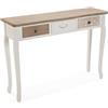 VERSA Boedo Consolle Ingresso, Tavolo Consolle, Tavolino Ingresso, Tavolo Salotto, con 3 cassetti, Misure (A x L x l) 78,5 x 30 x 109 cm, Legno, Colore Marrone e Bianco