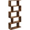 VASAGLE CUSTOS Collezione - Libreria a 5 Scomparti, Libreria Scaffale a Zigzag, per Soggiorno Studio Ufficio Camera da Letto, Scaffale Divisorio, Marrone Vintage LBC62BX