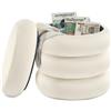 SONGMICS Sgabello Trucco, Pouf Contenitore Rotondo, Poggiapiedi Imbottito, Coperchio Rimovibile, Soggiorno Camera da Letto Ingresso, Facile da Montare, 43 x 47 cm, Velluto, Bianco Crema LOM018LH01