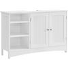 VASAGLE Mobile Sottolavabo, Mobiletto da Bagno, Extra Lungo, 30 x 90 x 60 cm, Armadietto da Bagno con Anta Doppia e Scaffale Aperto, Ripiani Regolabili, Bianco BBC410P31