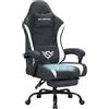 SONGMICS Sedia da Gaming, Sedia Ergonomica da Ufficio, Reclinabile a 135°, con Poggiapiedi e Supporto Lombare, 70 x 70 x (120-130) cm, Grigio Carbone e Bianco Nuvola, OBG092GQ01