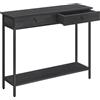 VASAGLE Mesa de Consola, Mesa de Sofá con 2 Cajones, Marco de Acero, Estable, para Pasillo, Dormitorio, Salón, Estilo Industrial, Gris Carbón y Negro Tinta LNT015B07