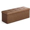 SONGMICS Cassapanca, Pouf Contenitore, Poggiapiedi Pieghevole da 38 x 110 x 38 cm, Ottomano, Regge Fino a 300 kg, per Soggiorno, Camera da Letto, Entrata, Marrone caffè LSF070K01V1