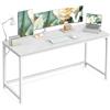 VASAGLE Scrivania per Computer, Postazione Lavoro, 160 x 60 x 76 cm, Scrivania da Ufficio, Studio Camera da Letto Soggiorno, Bianco Acero e Bianco Perla LWD121WF01