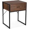VERSA Nalua Beistelltisch für Das Schlafzimmer, Maße (H x B x T) 60 x 48 x 40 cm, Holz, Farbe Dunkelbraun und Schwarz