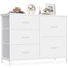 SONGMICS Cassettiera con 5 Cassetti in Tessuto, Struttura in Acciaio, Mobiletto Portaoggetti, 98,7 x 30 x 74,7 cm, per Camera da Letto, Soggiorno, Bianco Nuvola, Collezione Bellah LGS235W101