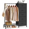 SONGMICS Stand Appendiabiti con Cassettiera, Armadio Aperto con 5 Cassetti in Tessuto e Barra, Ripiano Inferiore, 96,2 x 30 x 117,7 cm, Nero Inchiostro, Collezione BELLAH LGS423B101