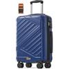 SONGMICS Valigia Rigida, Trolley da Viaggio, Chiusura TSA, Cinghia Inclusa, Bagaglio in ABS con 4 Ruote Doppie, Valigia Bagaglio a Mano da Cabina, M, 55 x 36 x 20 cm, Blu Porto RLP001Q101