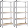 SONGMICS Set di 2 Scaffali in Metallo, Scaffalature a 5 Ripiani Regolabili, Senza Viti, Scaffale Salvaspazio per Garage, Magazzino, Portante 650 kg, 30 x 75 x 150 cm, Argento GLR030E02