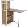 VERSA Blumenau Tavolo da Pranzo con ripiano per Cucina, terrazza o Sala da Pranzo, Piano di Lavoro Pieghevole, Misure (A x L x l) 120 x 30 x 62 cm, Legno, PVC e Metallo, Colore Marrone e Bianco