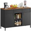 SONGMICS Armadietto, Mobiletto in Metallo, Armadio con Doppia Anta, Chiusura Magnetica, Ripiani Regolabili, Credenza in Acciaio, Marrone Vintage e Nero Opaco LSC204B01