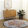 Livabliss LOU Tradizionale Vintage Round Tappeto | Acqua, Bianco sporco, Blu | 160x160cm | Camera da Letto e Sala da Pranzo | Tessuto a Macchina Polipropilene