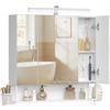 VASAGLE Specchio Bagno Contenitore con Luce, 3 Ante, Mobiletto da Appendere con Presa, 80 x 16,5 x 75 cm, Bianco, Armadietto Bagno Salvaspazio, Collezione DACEY BBK146WB01