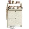 VASAGLE Scarpiera, Mobile Portascarpe con 3 Scomparti a Ribalta, Mobiletto Salvaspazio per Ingresso e Corridoio, Stile Rustico, 83 x 24 x 142,6 cm, Bianco, Collezione HANIS HSC303WJ01