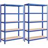 SONGMICS Set di 2 Scaffali in Metallo, Scaffalature a 5 Ripiani Regolabili, Senza Viti, Scaffale Salvaspazio per Garage, Magazzino, Portante 750 kg 60 x 120 x 200 cm, Blu GLR060Q02