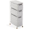 VERSA Mannheim Mobile Bagno, Mobiletto Bagno Salvaspazio, Mobiletti, Cassettiera con 3 cassetti per organizzare, Misure (A x L x l) 57 x 28 x 15,5 cm, Nylon, Colore Bianco