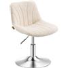 VASAGLE Sedia da Trucco, Sgabello con Schienale, Altezza Regolabile, Girevole a 360°, per Camera da Letto, Toeletta, 43,0 x 46,5 x (65,5-77,5) cm, Bianco, Collezione TYRA LJB160W101