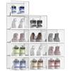 SONGMICS Scatole per Scarpe, Contenitori per Scarpe, Organizzatori Portascarpe Pieghevoli e Impilabili, Fino alla Taglia 47, Set di 12, Trasparente e Bianco Nuvola LSP12MWT