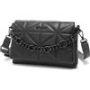 Miss Lulu Piccole Borse a Tracolla per Donne, Borse Imbottite Classiche Morbide con Cinturino Largo, Borsa a Spalla Impermeabile in Pelle PU per Cellulare come Regalo per Ragazze (Nero)