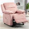 Aeffy Poltrona Relax Elettrica, Poltrona Reclinabile con Schienale e Poggiapiedi Regolabili, Cuscino Lombare e 2 Tasche Laterali, Poltrona da Salotto in Velluto, Rosa