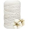 DXRPO Filato macramè, 5 mm x 100 m, Filato di Cotone macramè, Corda per Macrame 5mm,per Fai da Te, macramè, fioriera per Fiori macramè, Regalo per buoni Amici, Piante, Decorazione Boho(Bianco)