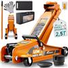TRESKO Cric idraulico, 2,5 tonnellate, altezza di sollevamento 85-385 mm, con valigia, cric idraulico da garage, piatto per auto con sospensioni basse, ruote a 360°, incl. 2 x inserto in gomma