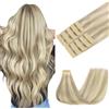 GOO GOO Extension Capelli Veri Biadesivo, Extension Biadesive Capelli Veri, 40cm 25g 10pcs, 17A/60A Biondo cenere con riflessi biondo platino