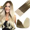 GOO GOO Extension Capelli Veri Biadesivo, Extension Biadesive Capelli Veri, 35cm 25g 10pcs, 9/60 dal Castano Sabbia al Biondo Platino