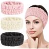 Flintronic Confezione da 3 fasce per capelli da donna, soffici per lavare il viso, morbida spugna, doccia, yoga, sport (bianco, nero, rosso anguria)