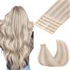GOO GOO Extension Capelli Veri Biadesivo, Extension Biadesive Capelli Veri, 55cm-30g, 17A/60A Biondo cenere con riflessi biondo platino