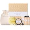 SPA LUXETIQUE Set da Bagno Regalo Donne - Set per la Cura Della Vaniglia con 6 Pezzi in Gel Doccia di Dimensioni da Viaggio, Crema per le Mani, Borsa di Lino con Coulisse, Regalo Festa della Mamma