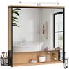 EUGAD Specchio Bagno Contenitore con Luci, Nero + Rovere, 70x14,5x70cm