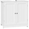WOLTU Mobile Sottolavello per Bagno, Mobiletto Bagno Salvaspazio, Armadio a Pavimento con 2 Ante e Ripiano Regolabile, Bianco, 60x30x60 cm