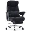 Efomao Sedia da Ufficio Ergonomica in Tessuto, Poltrona Scrivania Reclinabile con Poggiapiedi Estraibile, Schienale Alto, Supporto Lombare, Sedia Girevole per PC, Smart Working e Gaming (Nero)