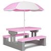 Spielwerk Set Tavolo e 2 Panche per Bambini con Ombrellone