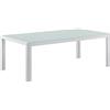 casa.pro Tavolino da Esterno con Piano in Vetro e Telaio in Metallo Design Moderno 100x50x35 cm Mobile da Giardino Terrazza Balcone - Bianco