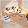 YOUDENOVA Scrivania angolare con cassetti, a forma di L, 168 x 100 cm, tavolo da gioco con LED, scrivania per computer con spina e porta di ricarica USB, scrivania da ufficio, bianco