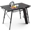 AREBOS Tavolo da campeggio pieghevole 90 x 51,5 cm | pieghevole regolabile in altezza 47-69 cm | accessori da campeggio, giardino, barbecue, picnic | tavolo da viaggio con borsa di trasporto | Nero