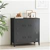 [en.casa] Armadio a 4 Ante e 2 Scomparti Armadietto da Ufficio Mobile in Acciaio per Archivio 82 x 80 x 40 cm - Nero