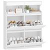 Hzuaneri Scarpiera Salvaspazio Slim, Scarpiera Ingresso da Portascarpe, 4 Ante a Ribalte, per 20 Paia di Scarpe, 2 Cassetti, Ripiani Regolabili, 24 x 100 x 124,5 cm, Bianco SR56703X