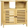 EUGAD Mobile da Bagno Sotto lavabo, Mobile da Bagno in Bambù con 2 Porte Griglia Magnetiche e 1 Scomparto Aperto, con Ripiano Regolabile, 60x30x60cm