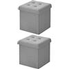 WOLTU Set di 2 Pouf con Contenitore, Puffo Pieghevole con Coperchio, Poggiapiedi Divano, Cubo Seduta con Ripiano, per Soggiorno o Camera da Letto, 30x30x30 cm, Grigio Chiaro