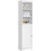Yaheetech Armadietto da Bagno Indipendente Mobiletto da Terra Portaoggetti Mobile da Bagno Alto con Armadietto e Ripiani Regolabili Bianco 45 x 30 x 153 cm